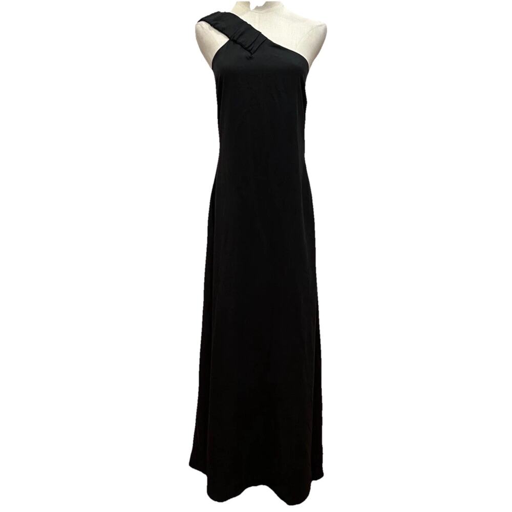 Terea By Andrea Pitter Women’s Black Sylvie Pockets One Shoulder Zip Maxi Large1